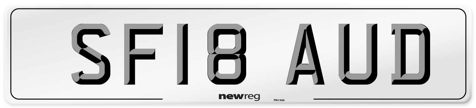 SF18 AUD Number Plate from New Reg